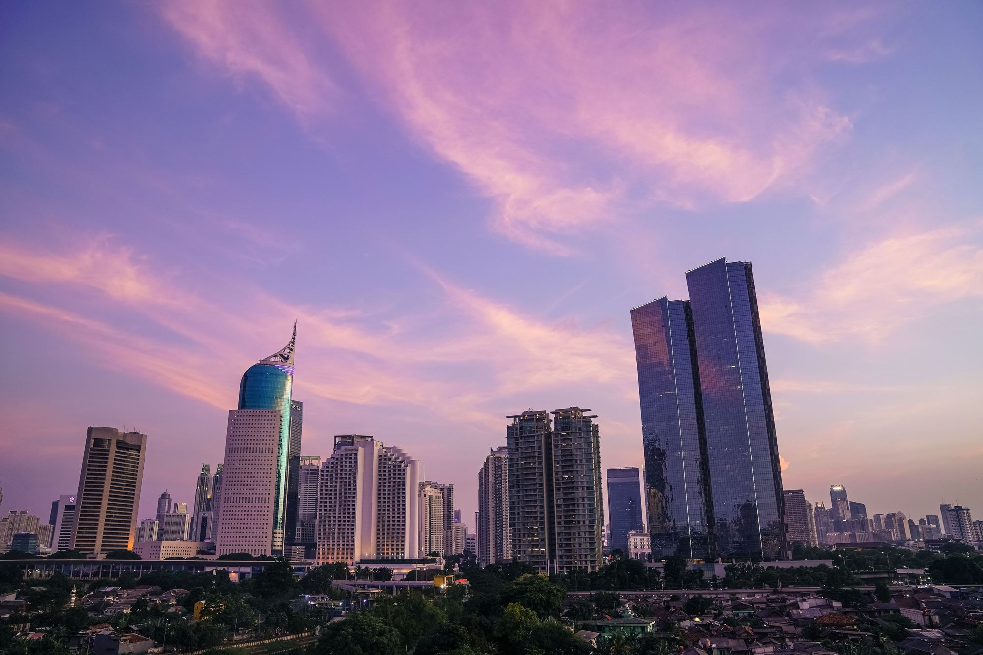 Cakrawala Jakarta saat senja, kawasan Sudirman